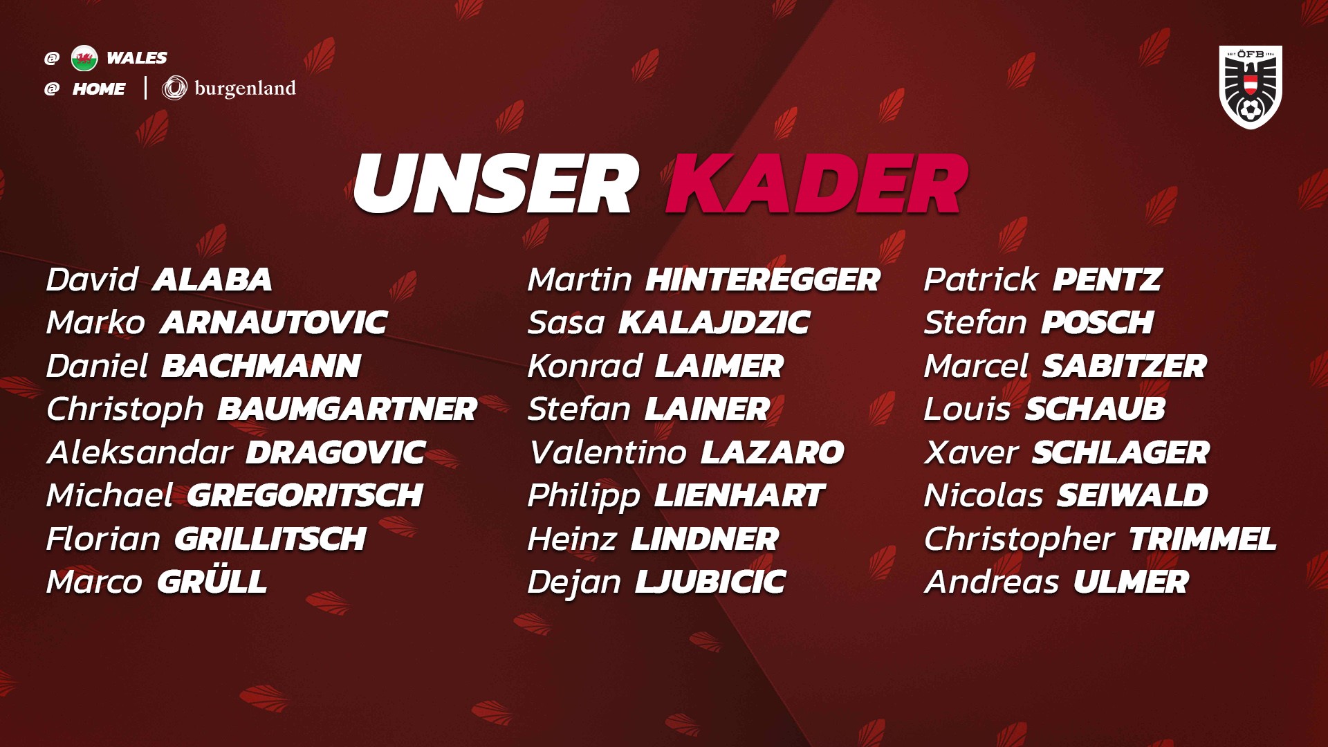 ÖFB - oefb.at on Twitter: "Mit diesem Aufgebot geht es ins WM-Playoff ...
