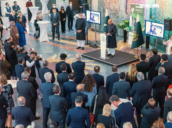 DestinationsPk's tweet photo. Asma Chishty, Editor-in-Chief Destinations Magazine, was invited by Ambassador @KhalilHashmi  and Ambassador @mujtaba_piracha to the auspicious celebration of #PakistanNationalDay held at WIPO Headquarters, Geneva #DestinationsInGeneva https://t.co/NxsH24nRGH