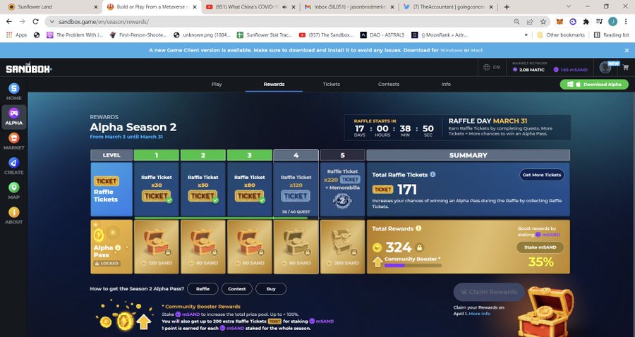 AnthonyRubin10's tweet photo. @TheSandboxGame I just participated in the daily #SandboxAlphaS2Contest for a chance to earn up to 1,000 $SAND! Starting March 14 -  Show your Raffle Tickets. Check out my screenshot below! 👇 #SandboxAlphaS2 https://t.co/E5LvHugRSA