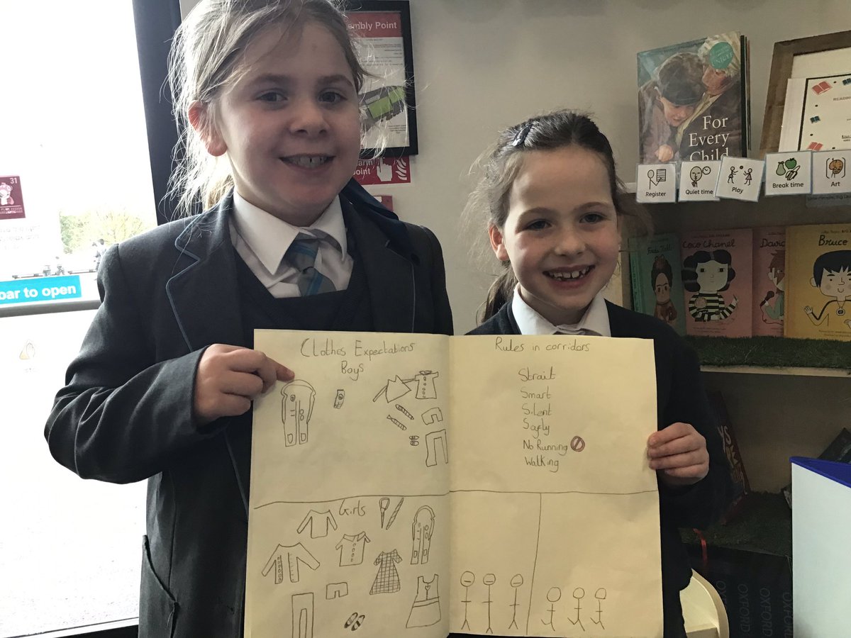 CHPScommons's tweet photo. Super impressed with these young ladies from @CHPSYR3 who have independently created a School Rules Guide in Breakfast Club this morning! #CHPSY2 #CHPSRightsRespecting https://t.co/SR7IYUfwKX