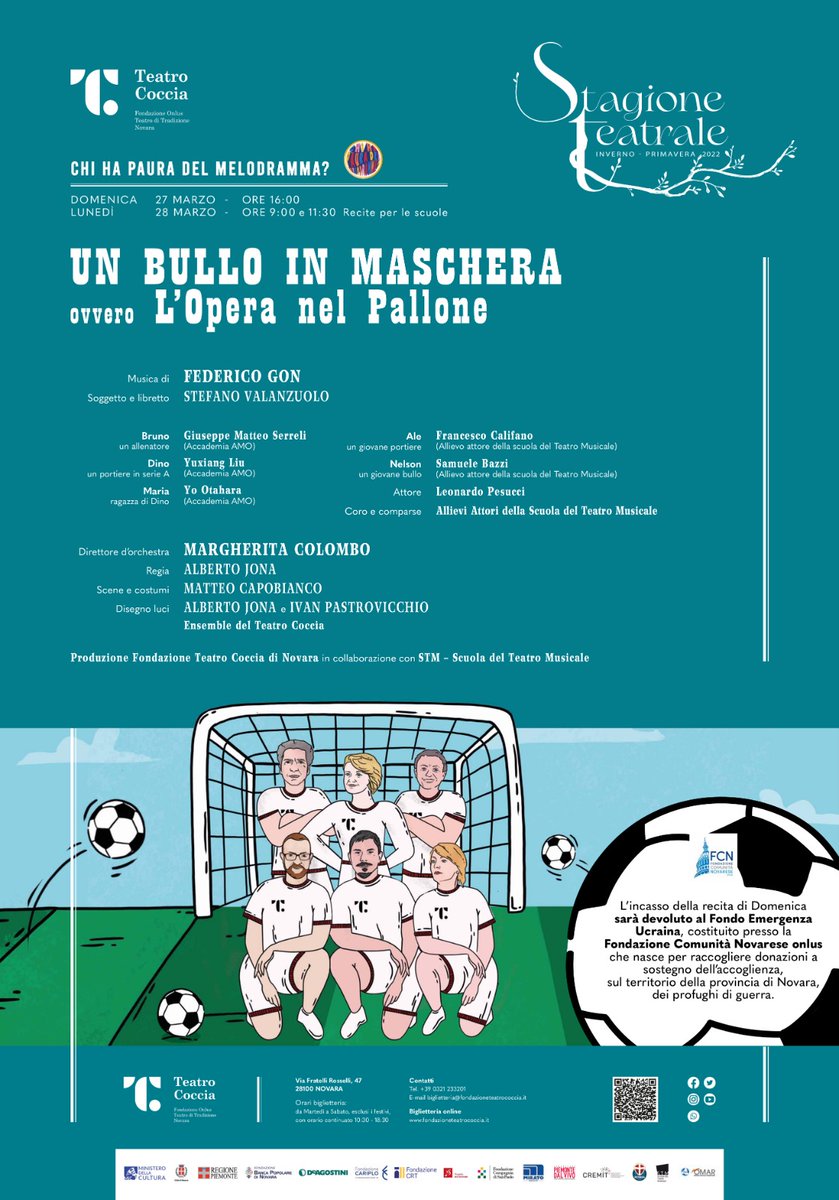 <a href="/TeatroCoccia/">Fondazione Teatro Carlo Coccia di Novara</a> ha presentato "Un bullo in maschera - L'opera nel pallone" in scena il 27 marzo alle 16. C'eravamo anche noi perchè il ricavato sarà devoluto al nostro Fondo #Emergenza #Ucraina 
La Cultura ci fa del Bene (due volte). 💙💛
Info e biglietti fondazioneteatrococcia.it.