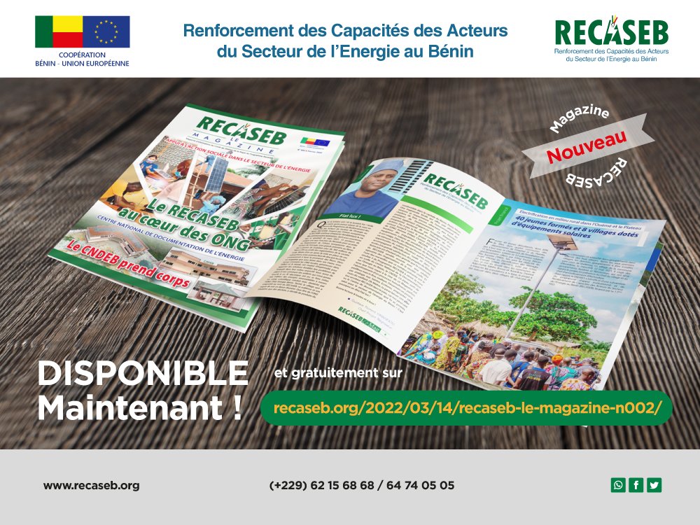 PRecaseb's tweet photo. Découvrez et parcourez toute l'actualité complète et détaillée du programme RECASEB à travers la nouvelle édition de son magazine. Disponible gratuitement en version numérique sur le site https://t.co/nx2hsp7dDH

_Lisez et partagez !_

#RECASEB #BéninGouv #UE #Magazine https://t.co/ig0AMSEGjZ