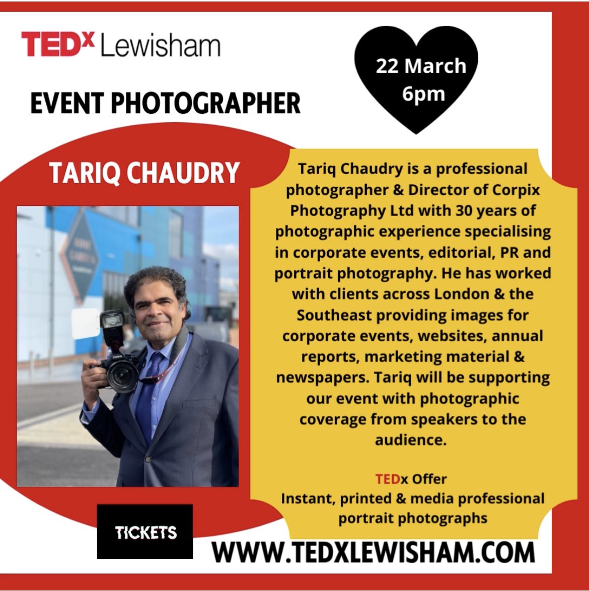 An event not to be MISSED only stands if we capture amazing pictures of our speakers and audience 😍

We’re thanking <a href="/CorpixPhoto/">Corpix Photography</a> for joining us to cover photography on the special evening 📸

tedxlewisham.com