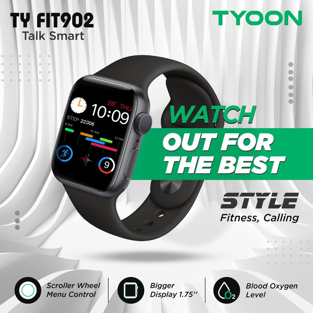TyoonIndia's tweet photo. Stylish calling watch that monitors your fitness too. Newly launched TY FIT902. #Smartwatch #Fitness #Health https://t.co/nYchSWSspb