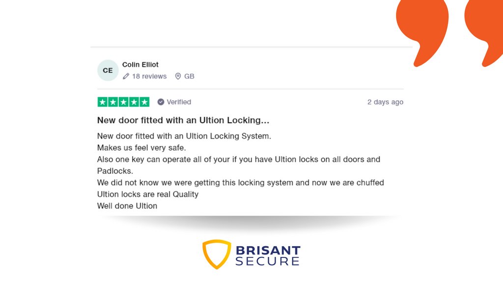🎉 We're here celebrating one more safe home powered by Ultion 🙌⁠ ⁠ This customer is especially pleased with our Keyed-Alike technology - and we are too!⁠ We sure are dead chuffed to see that you're happy with your Ultion-powered home, Colin! Cheers to your safer home 🍻⁠