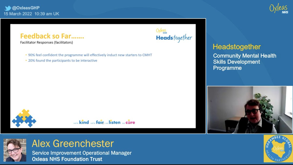 We are Live now! 

Join our Oxleas Global Health Conference 2022 live on our website. oxleas.nhs.uk/global22/

We are currently joined by Alex Greenchester who is talking about, Headstogether: Community Mental Health Skills Development Programme