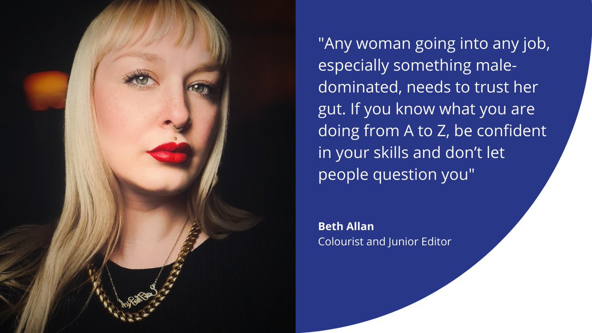 BlueberryTalent's tweet photo. "Everyone is so shocked to see women in technical roles. I’ve been asked if I am a make-up artist or the producer more times than I can remember."

Colourist and Editor Beth Allan opens up about breaking into post-production and her mental health journey.

https://t.co/aoVYy9KiMr https://t.co/KAY68yy5Ah