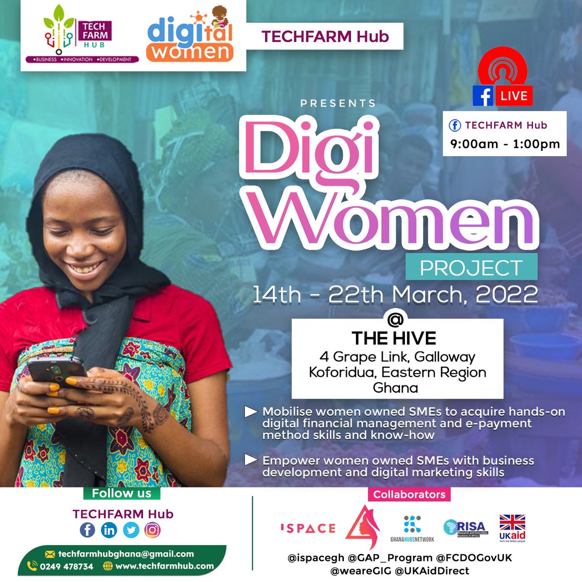 TECHFARMHub's tweet image. Day 2 of our Digital Women Program will go live from is happening live on TECHFARM Hub’s Facebook page.
We invite you all to join this insightful program as we empower Women owned SMEs with Business Development and Digital Marketing Skills

#StayInteractive #digitalwomen #SMEs