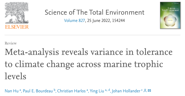 WMUHQ's tweet photo. WMU Prof @Johan_Hollander co-authored on #climatechange stressors in #marine #ecosystems. Results show that different #trophiclevels (marine #organisms) experience #oceanacidification & #ocean #warming differently. Limited #openaccess. https://t.co/1gukcoqvOx https://t.co/ALwgW4PCW3