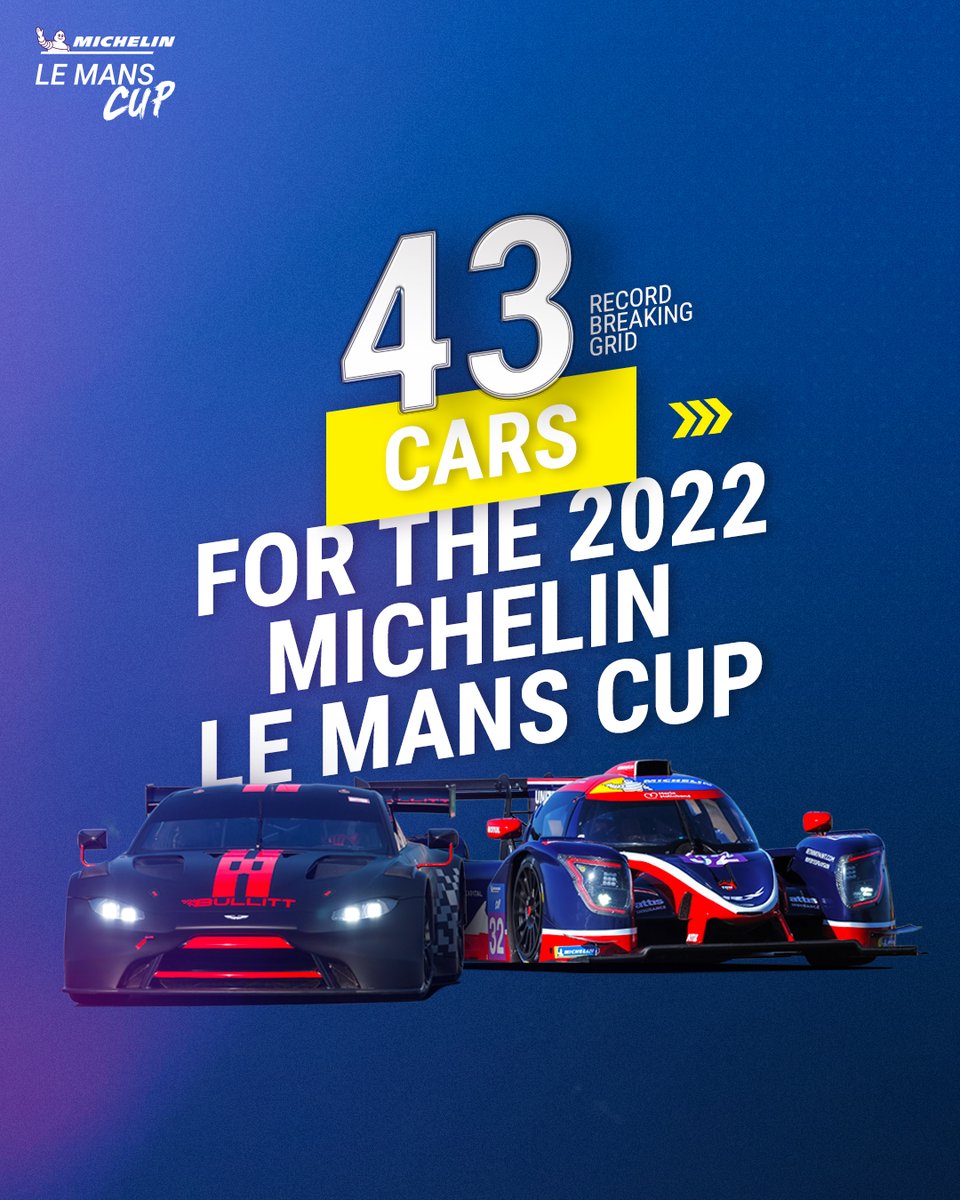 Le Mans Cup (@lemanscup) on Twitter photo 43 cars? Yes you read that right!
A record-breaking grid is entered for the 2022 Michelin Le Mans Cup. Bring on the new season!
👉🏻 34 LMP3 cars
👉🏻 8 GT3 cars
👉🏻 1 innovative car
Full story: bit.ly/35Tw4ll
Entry-list: bit.ly/3IcR5nS
#LMC <a href="/Michelin_Sport/">Michelin Motorsport</a> 43 cars? Yes you read that right!
A record-breaking grid is entered for the 2022 Michelin Le Mans Cup. Bring on the new season!
👉🏻 34 LMP3 cars
👉🏻 8 GT3 cars
👉🏻 1 innovative car
Full story: bit.ly/35Tw4ll
Entry-list: bit.ly/3IcR5nS
#LMC <a href="/Michelin_Sport/">Michelin Motorsport</a>
