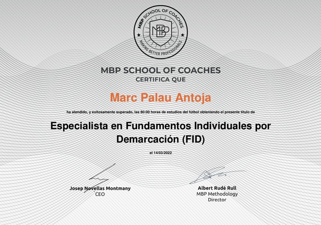 fsp_management's tweet photo. Marc Palau, de @fsp_management, obtiene el título en Especialista en Fundamentos Individuales por Demarcación (FID) por parte de @MBPSchool.

#WeAreFSP | #IAmMBP https://t.co/XyE2fCeEs9