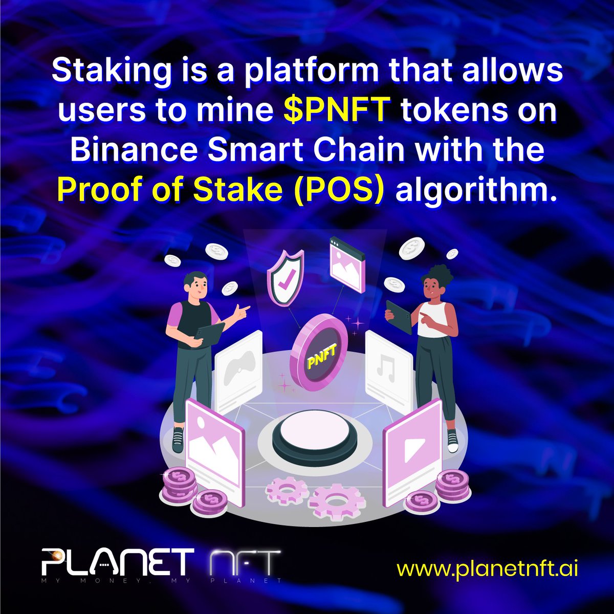 planetnft_PNFT's tweet photo. $PNFT STAKING:
Staking is a platform that allows users to mine $PNFT tokens on Binance Smart Chain with the Proof of Stake (POS) algorithm.
Visit us: https://t.co/4iaGdEuLGM
#PNFT
#PlanetNFT
#MetaNodes
#NFT
#cryptocurrencymarkets https://t.co/ck5Yidg3tO