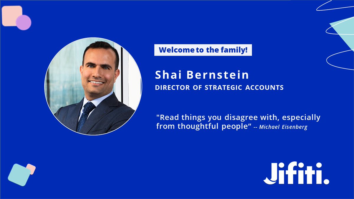 Welcome to Shai Bernstein who joined the Jifiti family as Director of Strategic Accounts!

Shai has over 10 years of successful experience building strategic partnerships with C-level execs in Fortune 500 companies.
Want to join us too? Apply now👉 jifiti.com/jobs/