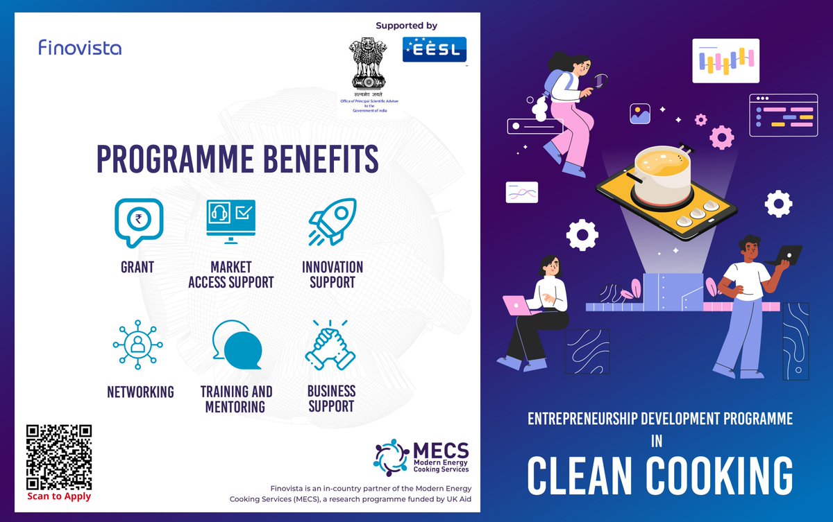 Finovista's tweet photo. We are excited to announce the launch of India’s first #Entrepreneurship_Development_Programme in the area of #Clean_Cooking.
#EDP is funded by @UKMECS
and supported by @PrinSciAdvOff
& @EESL_India & implemented by @Finovista
To apply visit:https://t.co/sb03RKrmNV https://t.co/cTAb2w59CT