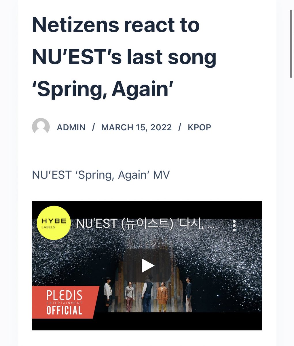 notpannchoa2's tweet photo. [ notpannkpop ] Netizens react to NU'EST's last song 'Spring, Again', Knetz react https://t.co/P1KzV9Iz4d