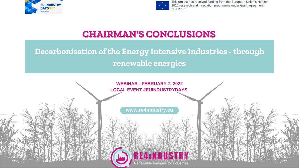 The need for a stable legislative framework and support was one of the themes discussed during #re4industry's last month's webinar. Find out the conclusions on that and much more here: lnkd.in/d-QE28jS #euindustrydays