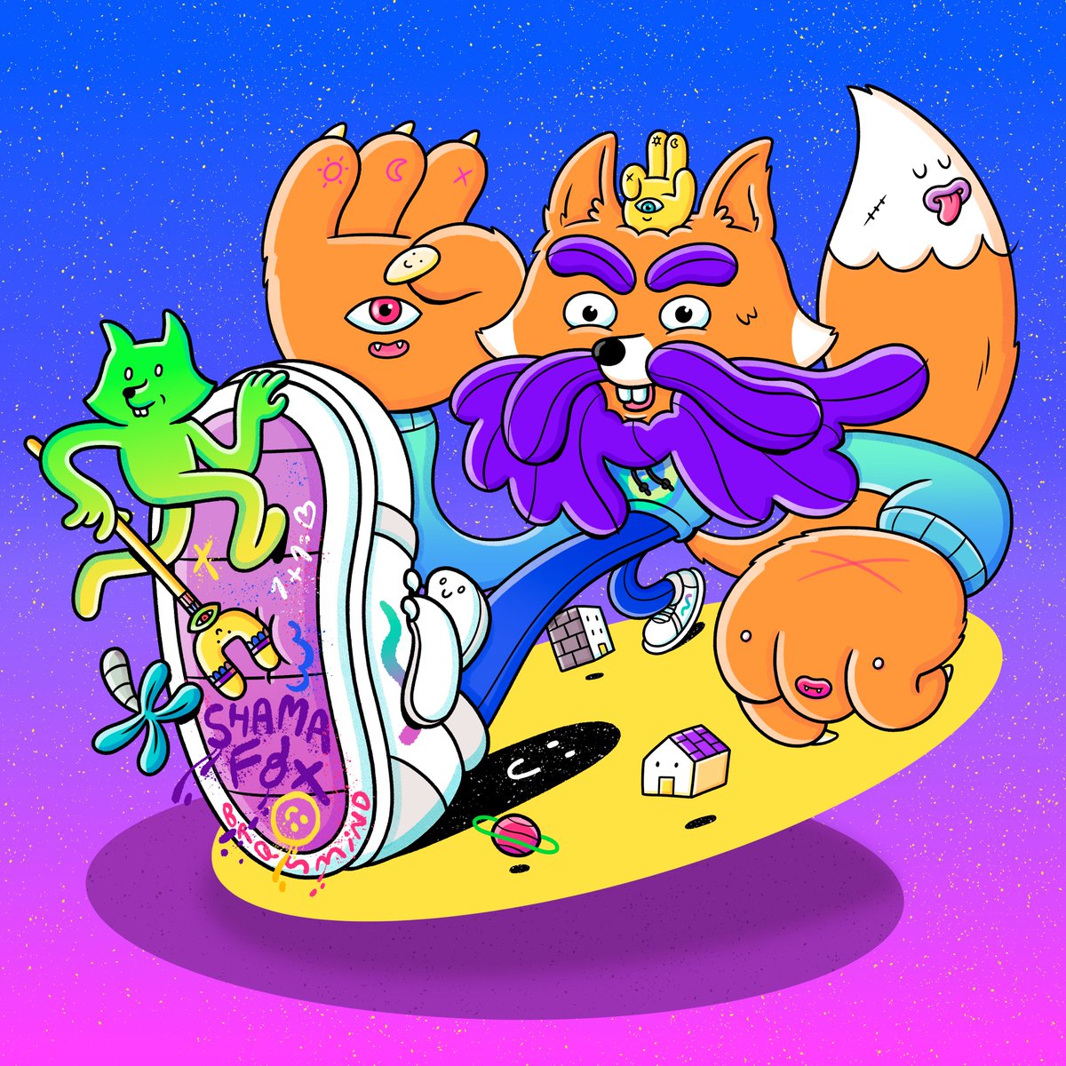 Shamanzs's tweet photo. ShamaFox to the moon!

@shamanzs x @foxfamnft 🙏👁️ 💜🦊 https://t.co/DO57XpI6EB