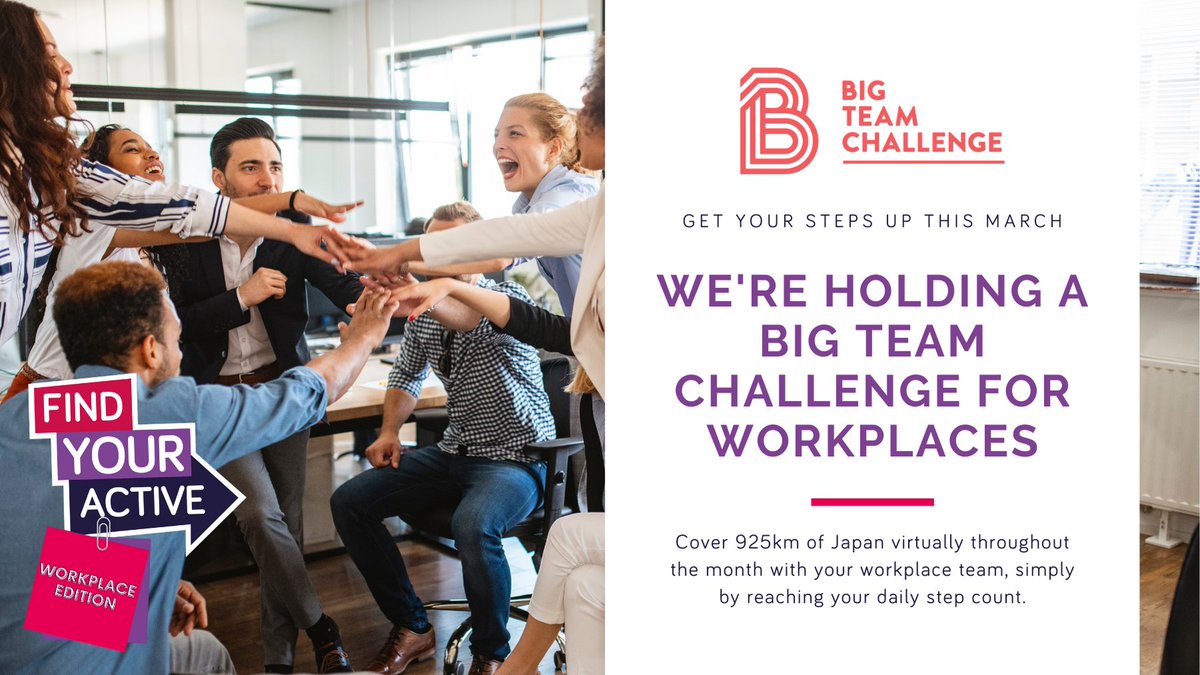 It's great to see that 73 teams have joined the #FYAWorkplace #BigTeamChallenge!

How is your team getting on? Make sure to send us a photo and keep us up-to-date with how your team are getting the steps in! 📸👣

More info on the challenge: bit.ly/FYAWorkplace