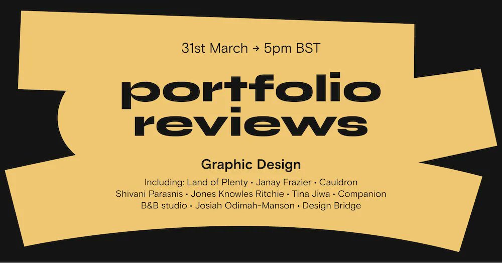 Creative Lives in Progress (@_creativelives) on Twitter photo Our next portfolio review is all about starting out in the world of graphic design. Be sure to register before 21st March for the chance to get feedback from <a href="/_landofplenty_/">Land of Plenty</a>, <a href="/bandbstudio/">B&B studio</a>, <a href="/Design_Bridge/">Design Bridge and Partners</a> and more! > bit.ly/3IdS4UM Our next portfolio review is all about starting out in the world of graphic design. Be sure to register before 21st March for the chance to get feedback from <a href="/_landofplenty_/">Land of Plenty</a>, <a href="/bandbstudio/">B&B studio</a>, <a href="/Design_Bridge/">Design Bridge and Partners</a> and more! > bit.ly/3IdS4UM