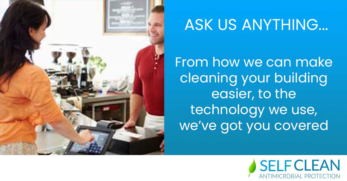 SelfCleanUK's tweet image. Ask us anything! 
Pop your question in our online form and we'll get back to you.
wfy.ai/3KM0W5O
 #Business #SelfClean #nanoseptic #SelfCleaningSurface #toxinfree #facilitymanagers