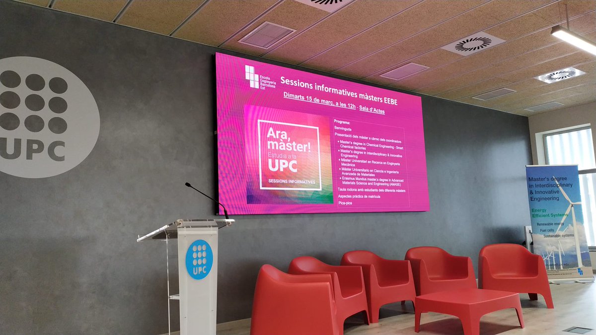 EEBE_UPC's tweet photo. Tot preparat per a la sessió informativa dels màsters a l’#EEBE
Posa’t en marxa per ampliar la teva formació
⏰ A les 12 h
📍A la Sala d’Actes
#aramasterUPC #aramasterEEBE https://t.co/n6XkqKp59o