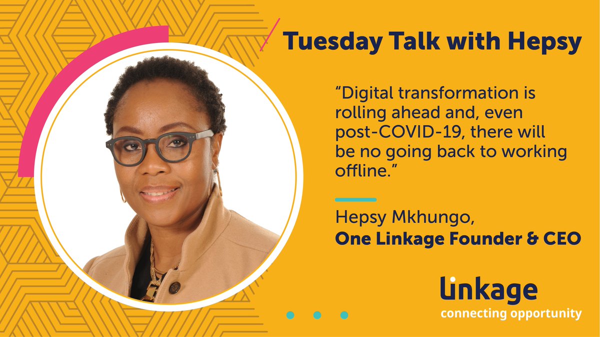 OneLinkage's tweet photo. #TuesdayTalk with Hepsy Mkhungo

1/2 "The #digitalisation of enablement tools, solutions and platforms are providing smarter ways to achieve integration, even in emerging markets such as South Africa, https://t.co/VmadVKcX9s