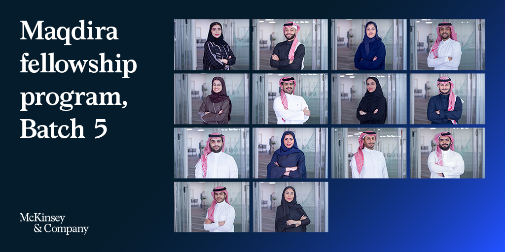 McKinseyME's tweet photo. يسعدنا الترحيب بالدفعة الخامسة من الطلاب الجامعيين السعوديين في برنامج مقدرة للزمالة الذي يوفر فرص للتعرف على قطاعات متنوعة بالإضافة إلى التدريب والإرشاد من موظفي ماكنزي. يمكن للطلاب المهتمين ببدأ تدريبهم التعاوني في 12 يونيو  التقديم على الرابط التالي: https://t.co/sgD6LyRzKd https://t.co/ILBAiApEqW