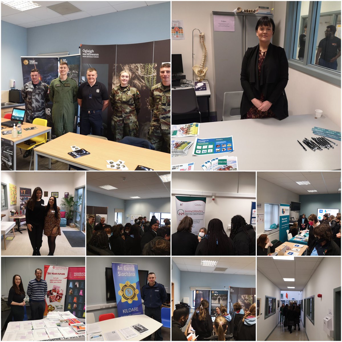 NewbridgeYtdc's tweet photo. Great start to our Careers and Progression Day! Check out some of the photos below @defenceforces @GardaTraffic @gardainfo @KWETB @MichealMartinTD @kfmradio https://t.co/Xo7TZ9X9mq