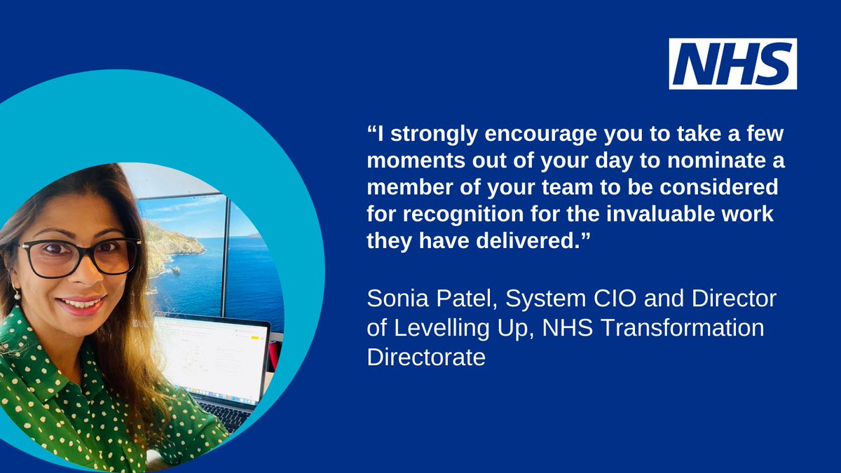 NHSTransform's tweet photo. The Digital and Data Awards will showcase the digital technology profession in health and social care. Part of the Year of the Digital Profession, the awards are open to clinicians and professionals. Celebrate your colleagues' work and nominate here https://t.co/CXkTKesD6t https://t.co/P8NdqdwJ0e