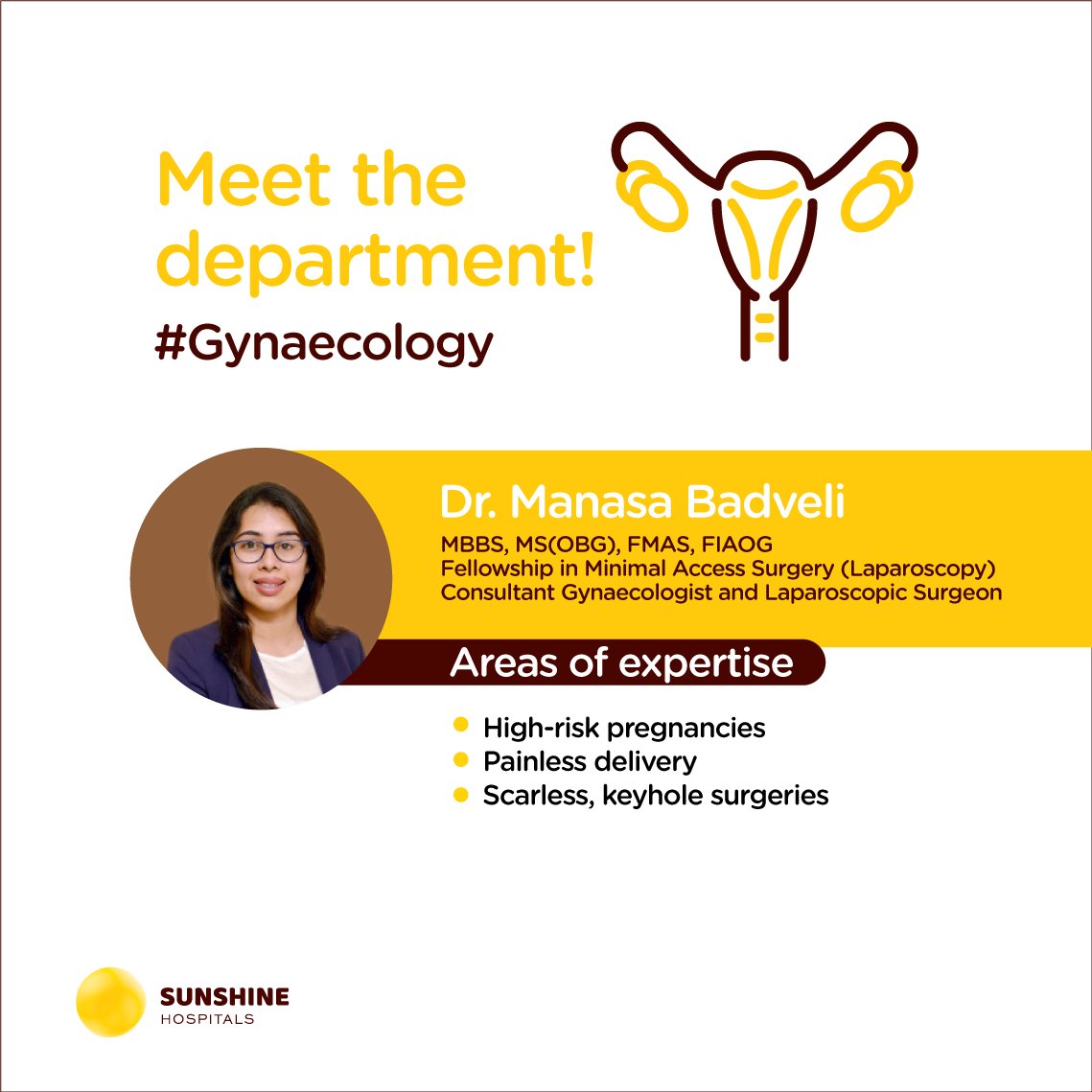 KimsSunshineHos's tweet photo. Meet Dr. Manasa Badveli, an expert at enabling quick and painless recovery for surgical patients.
Need the opinion of an expert when it comes to women’s health and care? Book an appointment today!
@drmanasabadveli
#meetthedepartment #gynaecologist #obstetrics #womencare https://t.co/H9sbDAqCr7