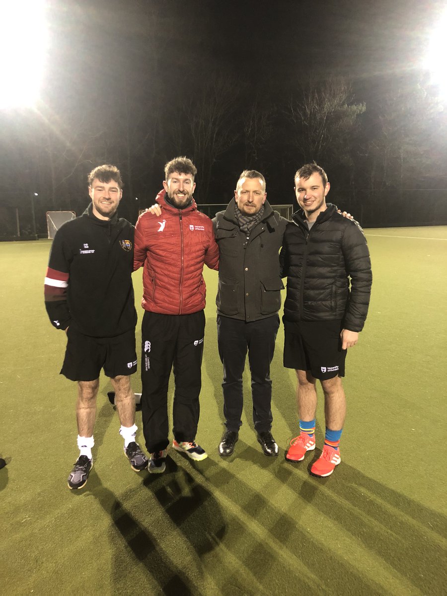 ScottishHockey's tweet photo. Our CEO Barry Cawte had an excellent trip to @dumhc to meet the club and take part in some training! #ResetBuildExcel #OneTeam 

Here's Barry with Gabriel Slater; Adam Brady; and Andrew Sommerville last night.🏑🏑 https://t.co/gtTVpv2gQO