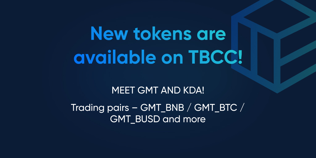 TBCC_ex's tweet photo. Even more opportunities for trading! #GMT and #KDA tokens are now added to TBCC!

Available trading pairs: GMT_BNB / GMT_BTC / GMT_BUSD / GMT_USDT / KDA_BTC / KDA_BUSD / KDA_USDT

Start trading now – https://t.co/4MPLwGtfV6 https://t.co/yRz6SnCbdI