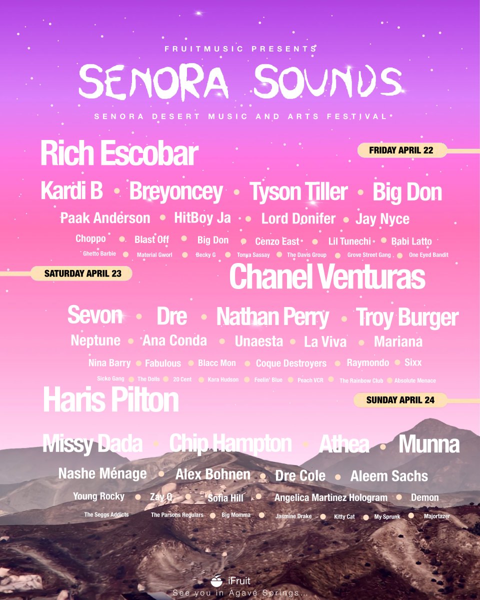 Our Senora Sounds 2022 lineup is here! Book your tickets at SenoraSounds.com. See you in Agavé Springs🎊 #SenoraSounds