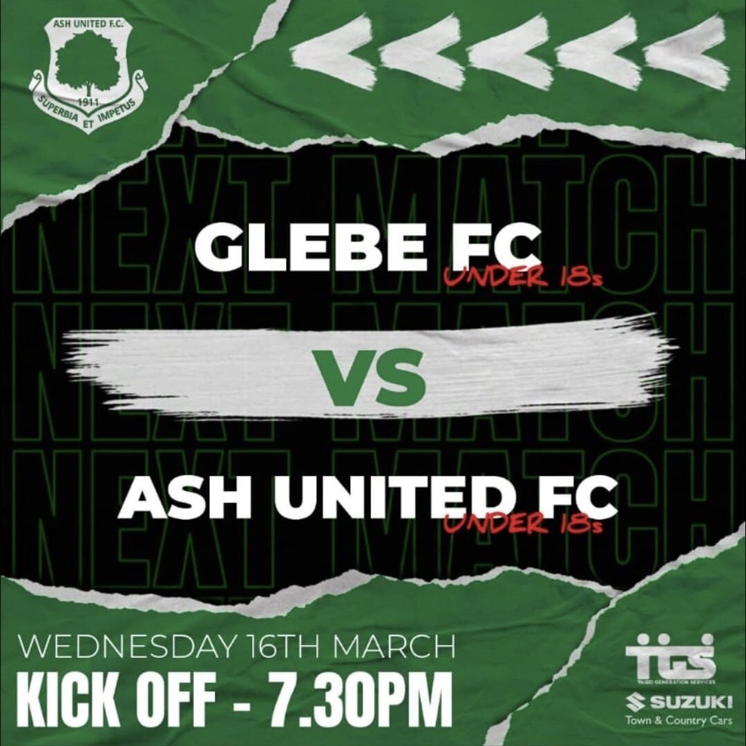 Glebe U18s are in action tomorrow night at Foxbury Avenue! They face Ash United in the @surreyfa U18 Midweek Floodlit Cup Semi Final 🏆 Come on down and cheer on the boys! 🔴⚫️ #Glebe