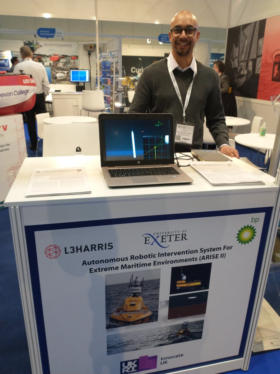 Ajit Pillai manning the 
<a href="/UKRI_News/">UK Research and Innovation</a> stand q100 at #OI22, showing  simulations from the ARISE projects with 
<a href="/L3HarrisTech/">L3Harris</a> <a href="/Renewables_UoE/">Renewables ExeterUni</a>