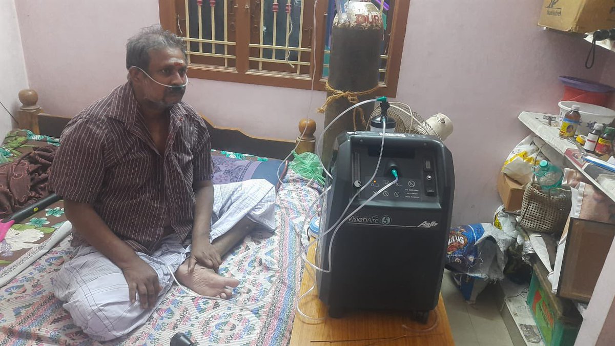 ONGC_'s tweet photo. In a truly humanitarian gesture, #ONGC #EnergySoldier Veerasamy from Drilling Rig in Thiruvenkadu near Malliyam drillsite in #TamilNadu, has lent his personal #oxygen concentrator to Guru, a milk vendor there, affected by #COVID19. @HardeepSPuri @PetroleumMin @rameswar_teli https://t.co/zf7WwGPV80