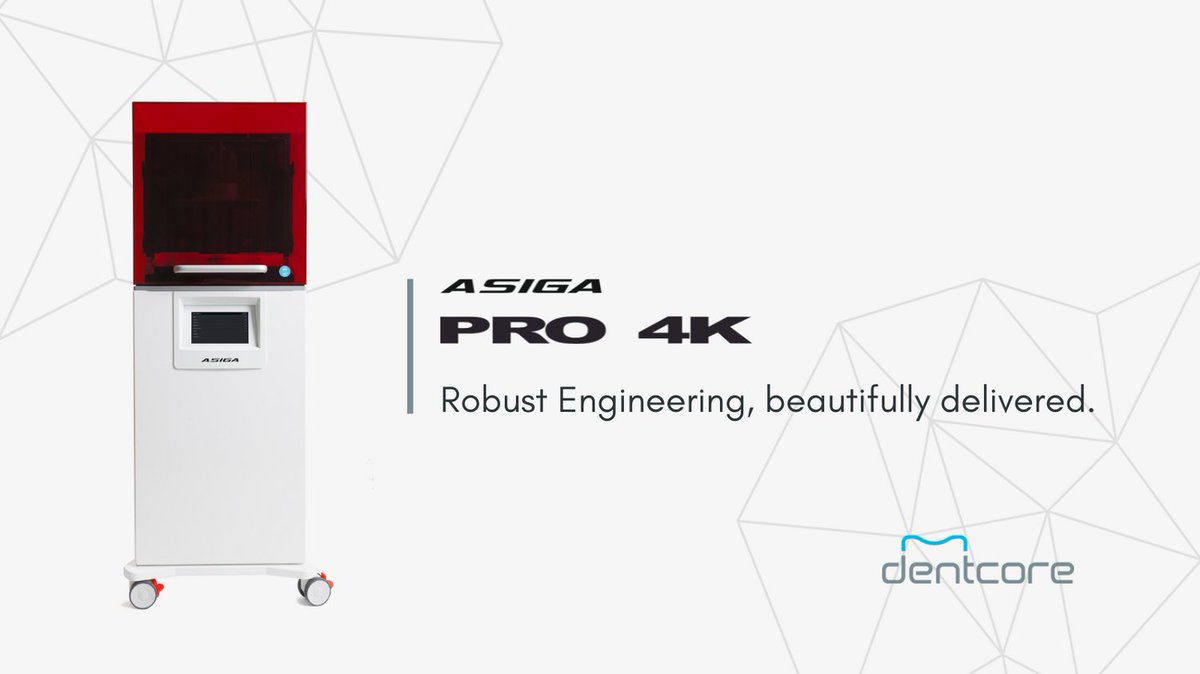 Dentcore1's tweet photo. The Pro 4K combines the latest 4k imaging technology with Asiga's well proven Smart Positioning System (SPS) to produce a build volume 3x larger than our desktop 3D printers. 

#dentcore #asiga #asigapro4k #digitaldentistry #dental #3dprinter #3dprinting #pro4k https://t.co/wVeqtSt7ge