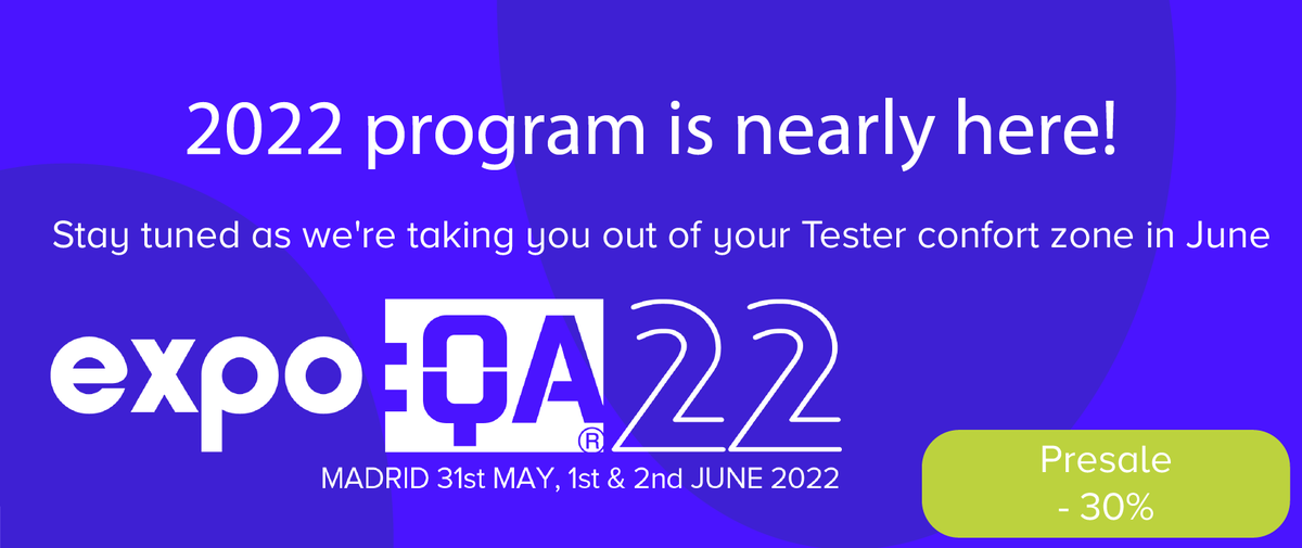 expoQA's tweet photo. Program available in the next few days!! Stay tuned!

#expoQA #program #testing #qa #softwaretesting #conference #ifema #tester https://t.co/SjAz2GkZrm