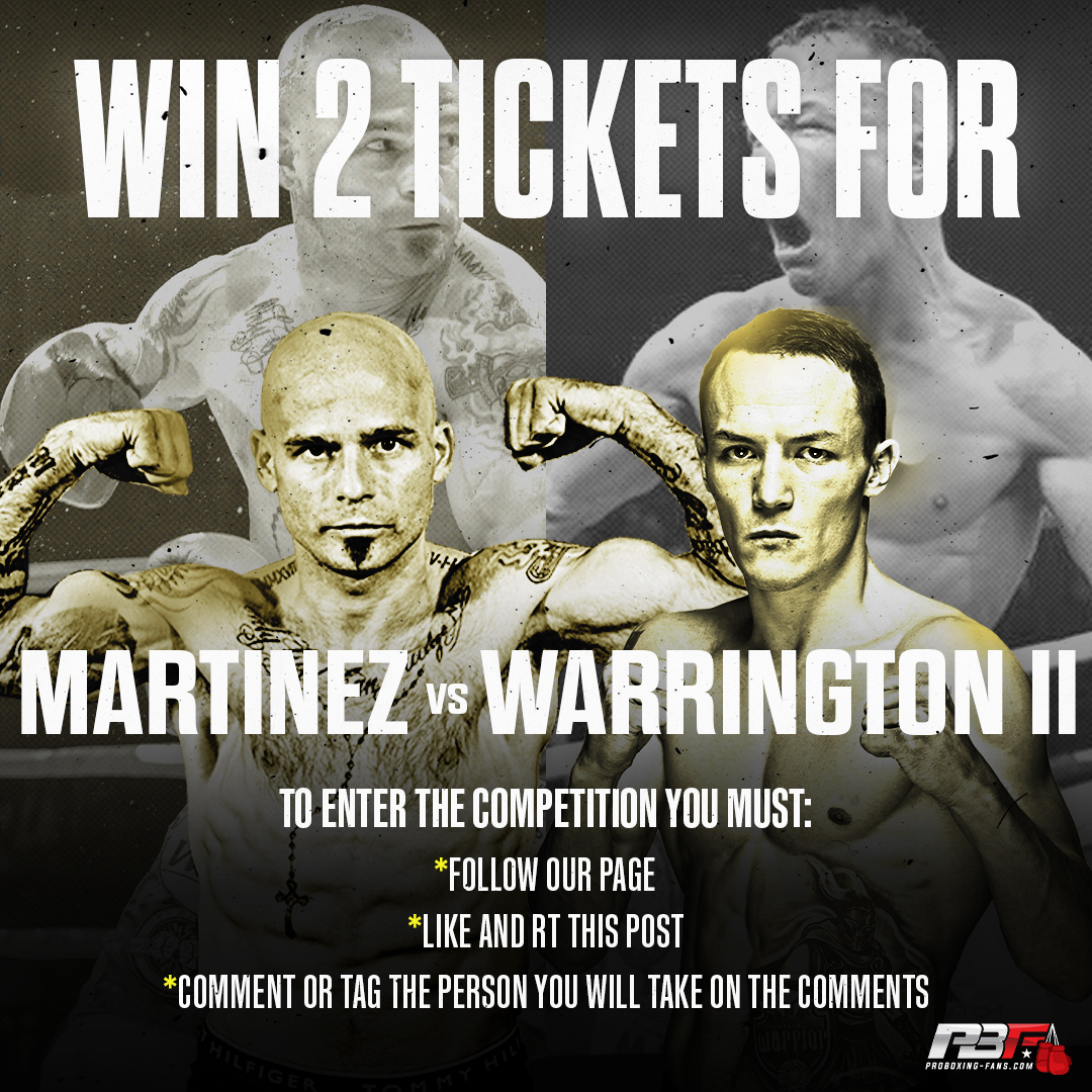 ProBoxingFans's tweet image. ⏰ COMPETITION TIME ‼️

🎟️ We have 2️⃣ tickets to giveaway to 1️⃣ lucky follower to see @MartnezKiko 🆚 @J_Warrington next Saturday at @fdarena ‼️

⏳ Competition ends: Friday 18th March 2022 @ 9pm

#Boxing #MartinezWarrington2 #Competition