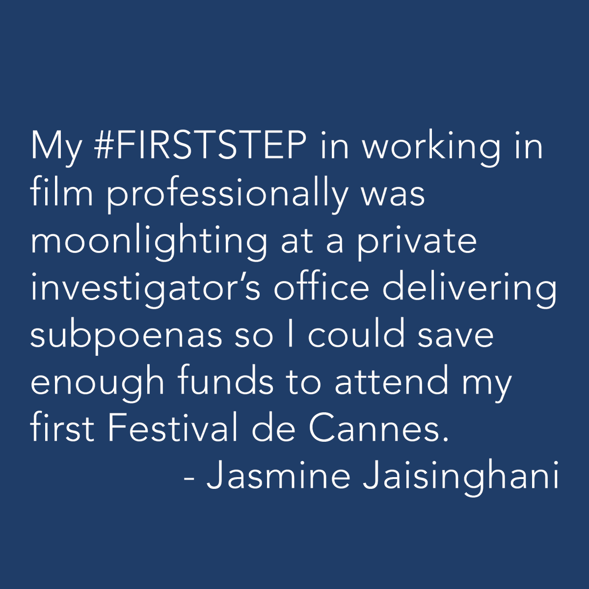 thousandmilespr's tweet photo. Artist Development Exec, Producer and Curator, Jasmine Jaisinghani shares her #firststep moments. Jasmine is the program head for the Ojalá’s Ignition Lab. She's produced films such as BEHOLDER, TENT CITY and BEDOUIN and is the co-founder of Global CINEMATHEQUE. @jj3d https://t.co/AtLL0uC2yP