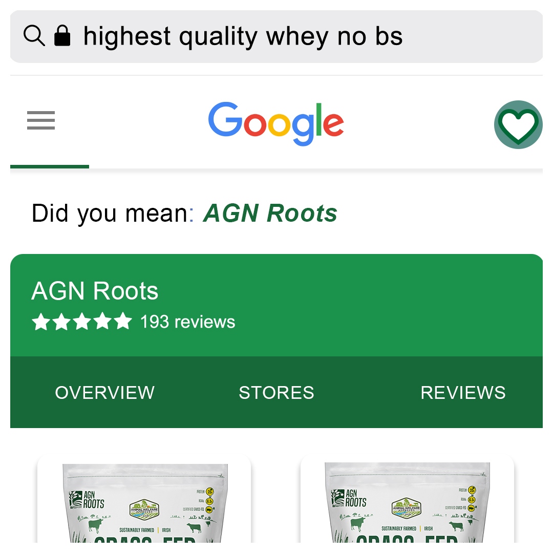 If you search Google for "The Best Unflavored Grass·Fed Whey of 2022," You may just find us!⁠
AGN Roots⁠ Grass·Fed Sourced the Right Whey™⁠ #AGreenerNutrition l8r.it/5Hbb