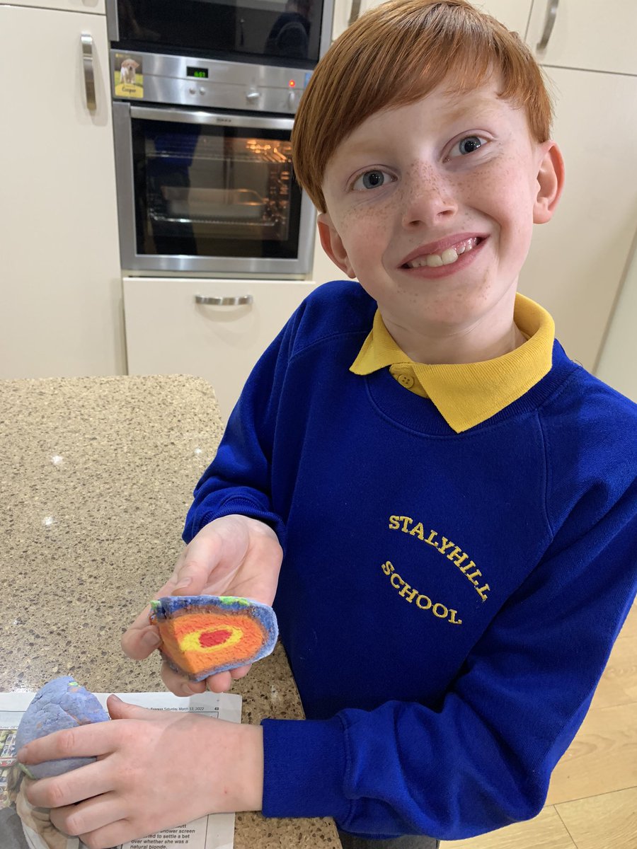 DownsMattison's tweet photo. W waited patiently for his salt dough model of the earth to dry and we finally cut it open today 🤩 @StalyhillJunior thank you for the fun!! https://t.co/83bb7PmRKv