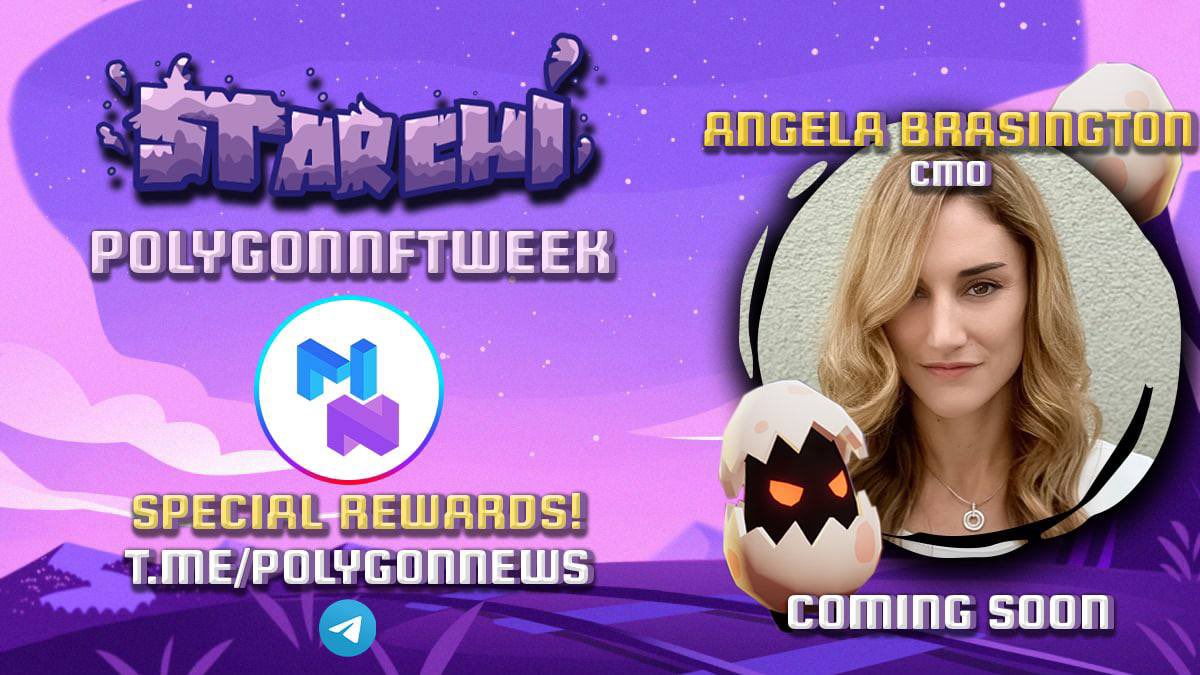 OfficialStarchi's tweet photo. Have you heard? #PolygonNFTWeek is fast approaching 👀

@OfficialStarchi and @PolygonNews_ have something coming up that you DON’T want to miss 🤩

Follow and turn on your notifications for a chance to EARN special rewards before the game launch! 🤑
$ELIXIR $START https://t.co/zZfMZmW23i