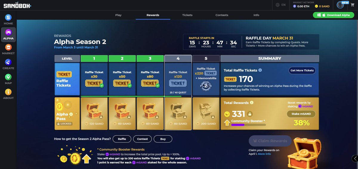ddgamesco's tweet photo. @TheSandboxGame I just participated in the daily #SandboxAlphaS2Contest for a chance to earn up to 1,000 $SAND! Starting March 14 -  Show your Raffle Tickets. Check out my screenshot below! 👇 #SandboxAlphaS2 https://t.co/VkiKRi9lpQ