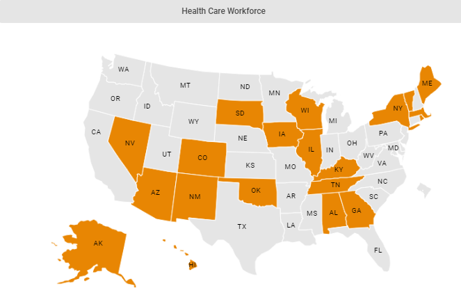 #MapOfTheWeek for #PatientSafetyAwarenessWeek: @NASHPhealth 2022 STATE OF THE STATE ADDRESSES - HEALTH CARE WORKFORCE

🗺️publichealthmaps.org/map-of-the-week

@RWJF #PSAW22 #PatientSafety #QualityImprovement #PtSafety #WorkforceSafety #HealthCare #PublicHealth #GIS #Maps #PublicHealthMaps