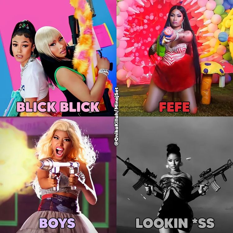 TheeYoungChunLi's tweet photo. you know nicki minaj's verse is gonna be fire when she pulls out a gun! https://t.co/haEVoW7B9F