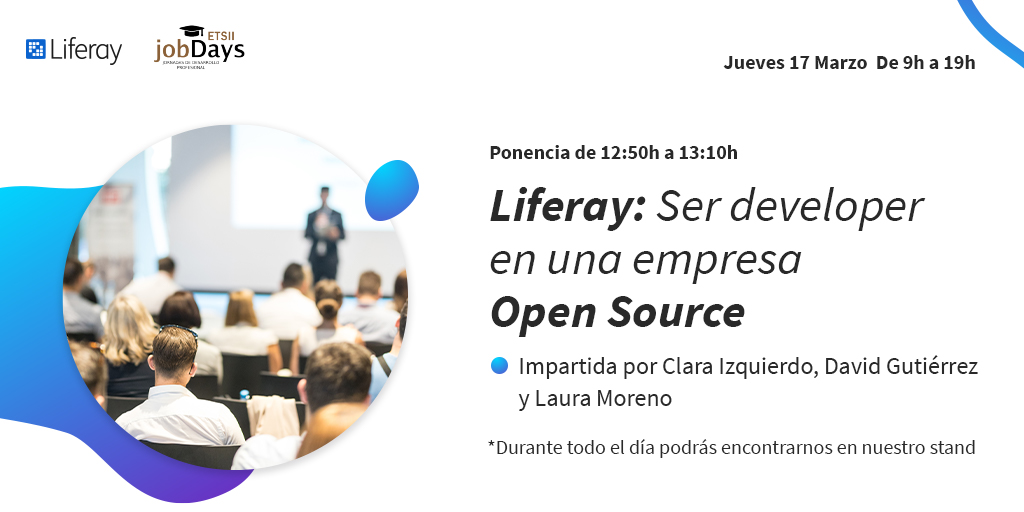 Liferay_es's tweet photo. ¿Buscando tu camino en el mercado laboral de las IT? 🤔

El jueves estaremos en las jornadas de desarrollo laboral #ETSIIJobDays, organizadas en el  Campus de Móstoles de la @urjc @ETSIT_URJC.

¡No te pierdas esta oportunidad y regístrate aquí! 😉

https://t.co/Sqib9Lvagn https://t.co/qGaG60ZcYv