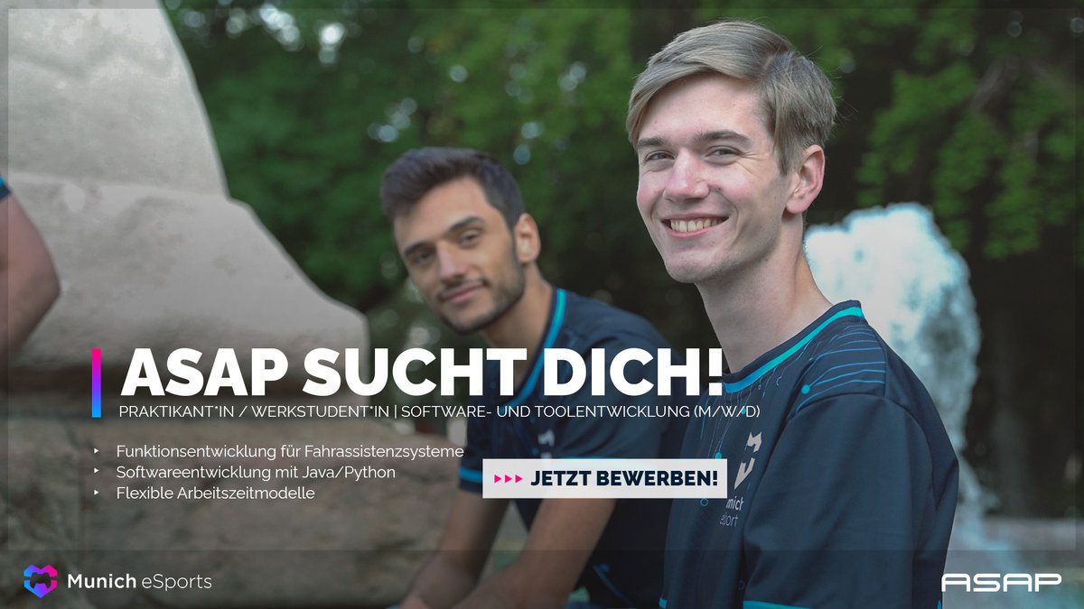 Python ist für dich keine Schlange, Java und Jakarta keine Inseln?

Perfekte Voraussetzung für dein Praktikum oder deinen Werksstudentenjob in der Software- und Toolentwicklung bei #ASAP!

📝Bewirb dich jetzt auf bit.ly/ASAPST

#PlayYourHeartOut #werbung #asapkarriere