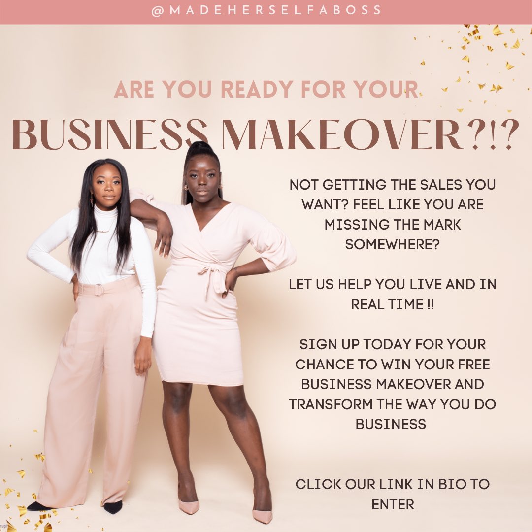 MadeHerselfBoss's tweet photo. SND YOU GET A BUSINESS MAKEOVER!!! … AND YOU GET A BUSINESS MAKEOVER!!! 

Enter now to win your own business makeover LIVE and in real time to start making your business earn the money it deserves! https://t.co/dzH0fbDrQ0