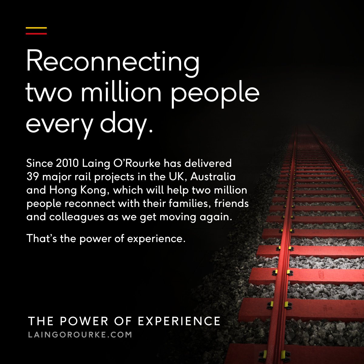 Laing_ORourke's tweet image. 12 years. 39 major #rail projects in the UK, Australia and Hong Kong. Reconnecting two million people as we get moving again. That’s the #PowerOfExperience

loom.ly/kl2E-TE

#Construction #Engineering #Infrastructure